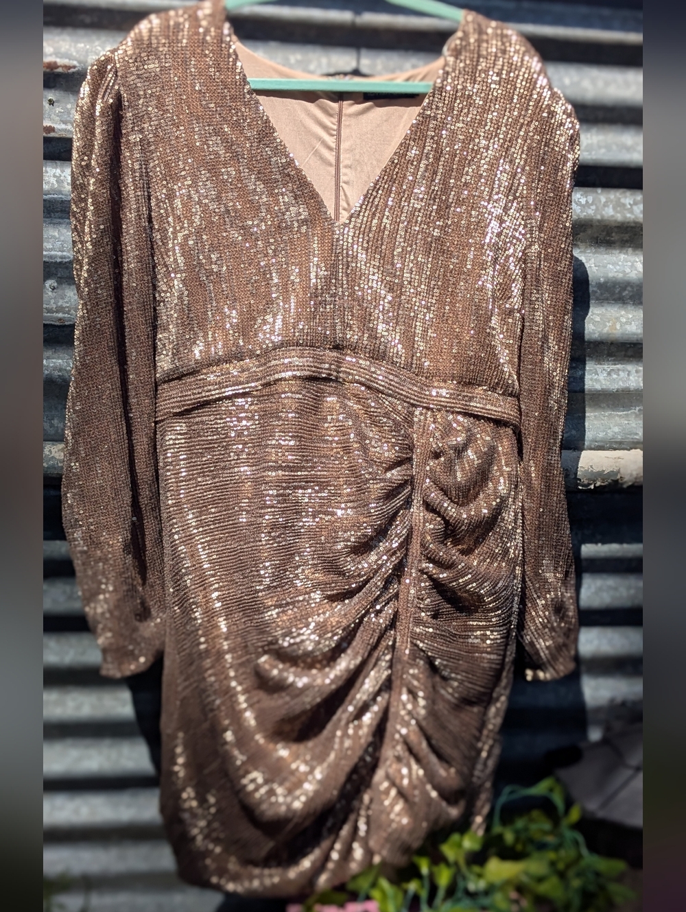 Lavish Alice prom, cocktail,party, gold/ Bronze sequin mini dress sz 14